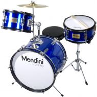 [아마존베스트]Mendini by Cecilio 16 inch 3-Piece Kids/Junior Drum Set with Adjustable Throne, Cymbal, Pedal & Drumsticks, Metallic Blue, MJDS-3-BL