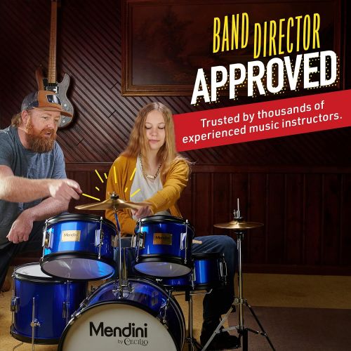  [아마존베스트]Mendini by Cecilio 16 inch 5-Piece Complete Kids/Junior Drum Set with Adjustable Throne, Cymbal, Pedal & Drumsticks, Metallic Blue, MJDS-5-BL