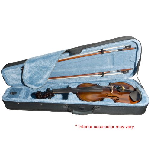  Mendini by Cecilio 44 MV500 Flamed Solid Wood 1-Piece Back Full Size Violin with Tuner, Lesson Book, Shoulder Rest, 2 Bows, Extra Strings, Rosin, 2 Bridges and Case