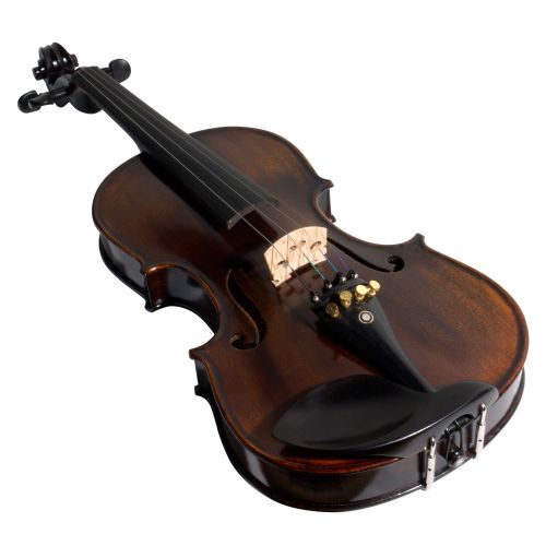  Mendini by Cecilio 44 MV500 Flamed Solid Wood 1-Piece Back Full Size Violin with Tuner, Lesson Book, Shoulder Rest, 2 Bows, Extra Strings, Rosin, 2 Bridges and Case