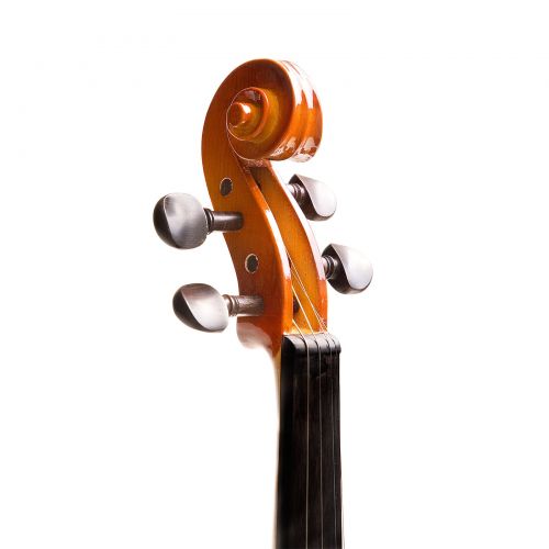  Mendini by Cecilio Mendini Size 12 MV400 Ebony Fitted Solid Wood Violin with 2 Bows, Shoulder Rest and Extra Strings