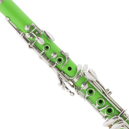  Mendini by Cecilio MCT-2G Green ABS Bb Clarinet w 2 Barrels, 1 Year Warranty, Stand, Tuner, 10 Reeds, Pocketbook, Mouthpiece, Case, B Flat