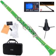 Mendini by Cecilio MCT-G Green ABS Bb Clarinet w1 Year Warranty, Stand, Tuner, 10 Reeds, Pocketbook, Mouthpiece, Case, B Flat