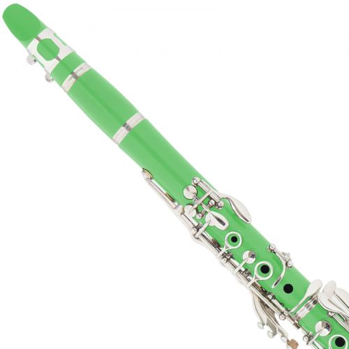  Mendini by Cecilio MCT-G Green ABS Bb Clarinet w1 Year Warranty, Stand, Tuner, 10 Reeds, Pocketbook, Mouthpiece, Case, B Flat