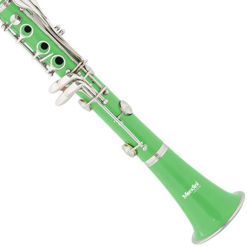  Mendini by Cecilio MCT-G Green ABS Bb Clarinet w1 Year Warranty, Stand, Tuner, 10 Reeds, Pocketbook, Mouthpiece, Case, B Flat