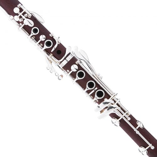  Mendini by Cecilio MCT-30 Rosewood Bb Clarinet wSilver Plated Keys, Italian Pads, 1 Year Warranty, Stand, Tuner, 10 Reeds, Pocketbook, Mouthpiece, Case, B Flat