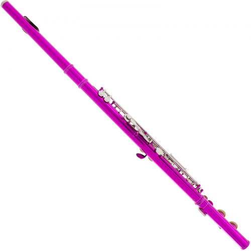  Mendini by Cecilio MFE-FS Fuchsia Pink C Flute with Stand, Tuner, 1 Year Warranty, Case, Cleaning Rod, Cloth, Joint Grease, and Gloves