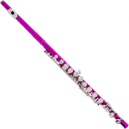  Mendini by Cecilio MFE-FS Fuchsia Pink C Flute with Stand, Tuner, 1 Year Warranty, Case, Cleaning Rod, Cloth, Joint Grease, and Gloves