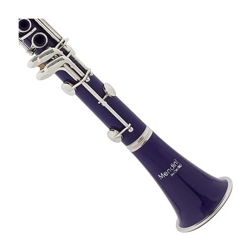  Mendini by Cecilio B Flat Beginner Clarinet with 2 Barrels, Case, Stand, Book, 10 Reeds, and Mouthpiece - Bb Student Clarinet Set, Wind & Woodwind Musical Instruments, Purple Clarinet
