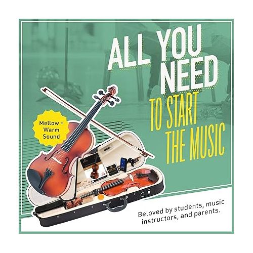  Mendini by Cecilio Violin 4/4 Full Set for Beginners - Fiddle MV 300 Satin Antique Finish