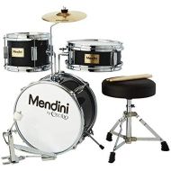 Mendini by Cecilio 13 inch 3-Piece Kids/Junior Drum Set with Throne, Cymbal, Pedal & Drumsticks (Black Metallic)