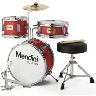 Mendini by Cecilio 13 inch 3-Piece Kids/Junior Drum Set with Throne, Cymbal, Pedal & Drumsticks (Red Metallic)