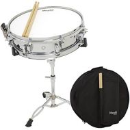 [아마존베스트]Mendini by Cecilio Mendini 14 x 3.5 inch Student Steel Snare Drum Set with Gig Bag, Sticks and Non-Adjustable Stand (Pad not included)