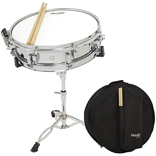  [아마존베스트]Mendini by Cecilio Mendini 14 x 3.5 inch Student Steel Snare Drum Set with Gig Bag, Sticks and Non-Adjustable Stand (Pad not included)