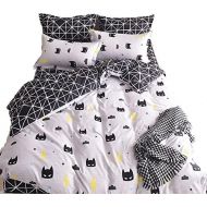 [아마존베스트]Nattey Black Bed Pillowcase Duvet Cover Quilt Cover Set (Twin)
