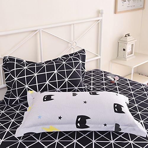  [아마존베스트]Nattey Black Bed Pillowcase Duvet Cover Quilt Cover Set (Twin)