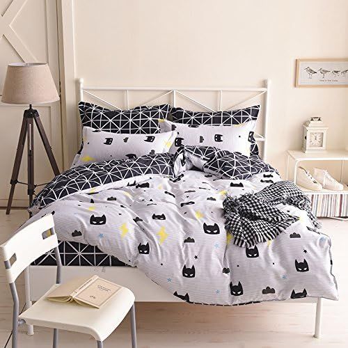  [아마존베스트]Nattey Black Bed Pillowcase Duvet Cover Quilt Cover Set (Twin)