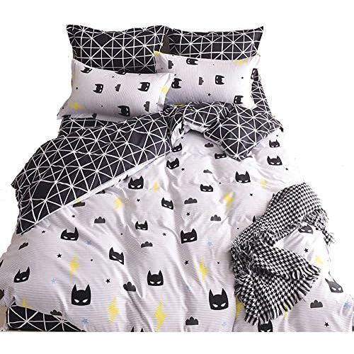  [아마존베스트]Nattey Black Bed Pillowcase Duvet Cover Quilt Cover Set (Twin)