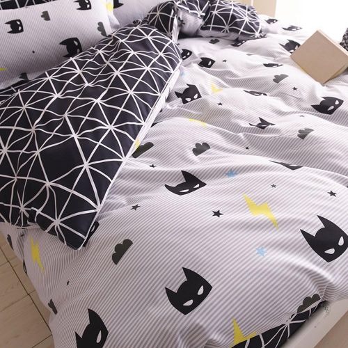  [아마존베스트]Nattey Black Bed Pillowcase Duvet Cover Quilt Cover Set (Twin)