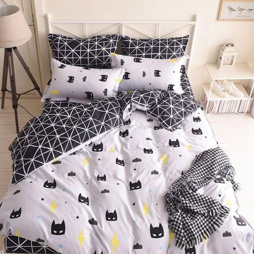  [아마존베스트]Nattey Black Bed Pillowcase Duvet Cover Quilt Cover Set (Twin)