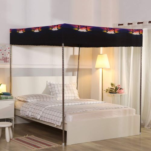  [아마존베스트]Mengersi Christmas Deer Four Corner Post Bed Curtain Canopy Bedroom Decoration for Girls Adults Windproof Lightproof Bed Canopies Gift (Twin,Deer)