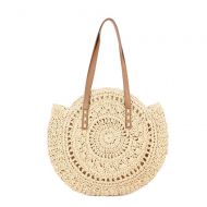 Mengsi Womens Straw Handbags Large Summer Beach Tote Woven Round Pompom Handle Shoulder Bag Give Your Girlfriend The Best Gift,Beige,02