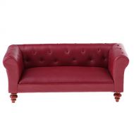 menolana 1/12 Dollhouse Furniture Leather Long Sofa Couch Miniature Accessory Red