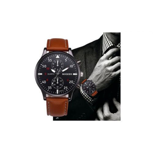  Mens Retro Design Leather Band Watches