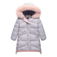 Menschwear Girls Down Fur Hooded Jacket Winter Warm Outwear Winter Coat
