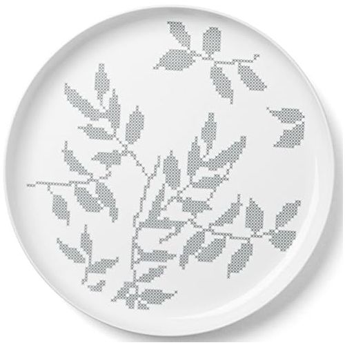  Menu 4595050Plate Large Grey Leaves, Height 3cm Diameter 34cm