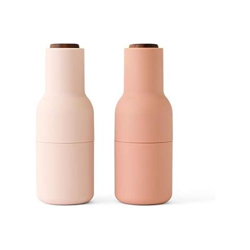  Menu Bottle Grinder Muehle 2er Set Deckel Nussbaum, nude rosa Deckel aus Walnuss H 20,5cm Ø 8cm