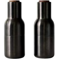 Menu Bottle Grinder Muehle 2er Set Messing, messing bronziert H x Ø 20.5x8cm Deckel Walnuss