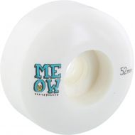 Meow Skateboards 52mm Stacked Logo White Skateboard Wheels - 100a with Bones Bearings - 8mm Bones Swiss Skateboard Bearings (8) Pack - Bundle of 2 Items