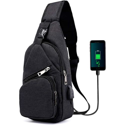  Meprona Sling Bag - Shoulder Backpack Chest Bags Crossbody Daypack for Women & Men with USB Charging Port