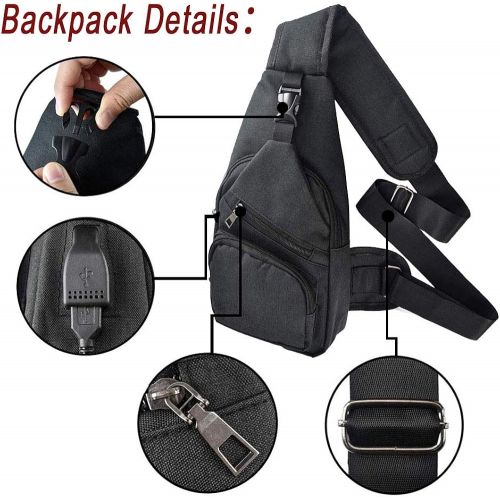  Meprona Sling Bag - Shoulder Backpack Chest Bags Crossbody Daypack for Women & Men with USB Charging Port