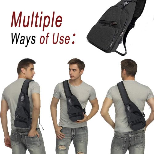  Meprona Sling Bag - Shoulder Backpack Chest Bags Crossbody Daypack for Women & Men with USB Charging Port