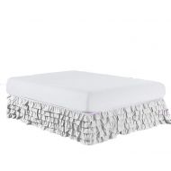 Meraki ! Waterfall Style Multi Ruffled Bed Skirt with 22 Inch Drop Length (Queen Size, Solid Pure White) - 1500 Series Brushed Microfiber Dust Ruffle