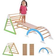 Merax Pikler Triangle Set, Indoor Climbing Triangle Ladder, 5 in 1 Wooden Climbing Gym and Climbing Arch Wood, Montessori Climbing Children Gym Toys from 3 Years