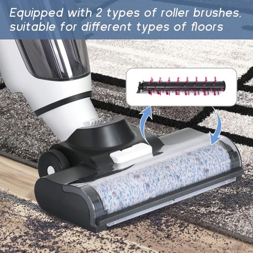  Merax Cordless Upright Vacuum Cleaner for Carpet and Hard Floor, Pet Hair, Wet Dry Cleaning, 5000mAh, HEPA Filter, Swivel Steering Bagless, White