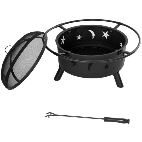  Merax 30 Inch Outdoor Stars and Moons Fire Pit Fire Bowl (Black)
