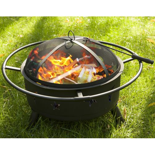  Merax 30 Inch Outdoor Stars and Moons Fire Pit Fire Bowl (Black)