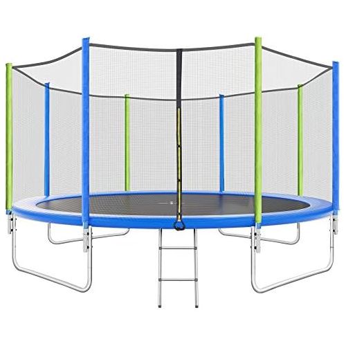  Merax 12 FT Trampoline with Safety Enclosure, Basketball Hoop and Ladder
