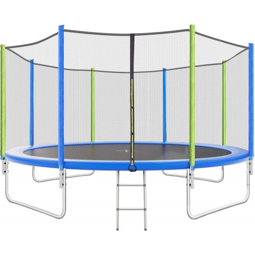  Merax 12 FT Trampoline with Safety Enclosure, Basketball Hoop and Ladder