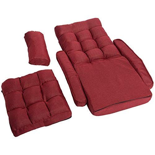  Merax Folding Lazy Floor Chair Sofa Lounger Bed with Armrests and a Pillow, Red