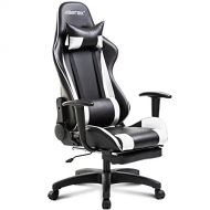 Merax PP034320KAA Racing Gaming Office Swivel Computer Chair with Footrest (White and Black) ASIN: B07D11RDNB UPC: 843438108005 View on Amazon