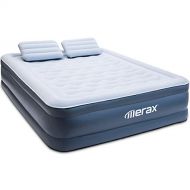 Merax Queen Air Mattress Raised Elevated Double High Airbed, Inflatable Airbed with Internal Electric Pump & Pillow, Bed Height 18, 3 Year Warranty