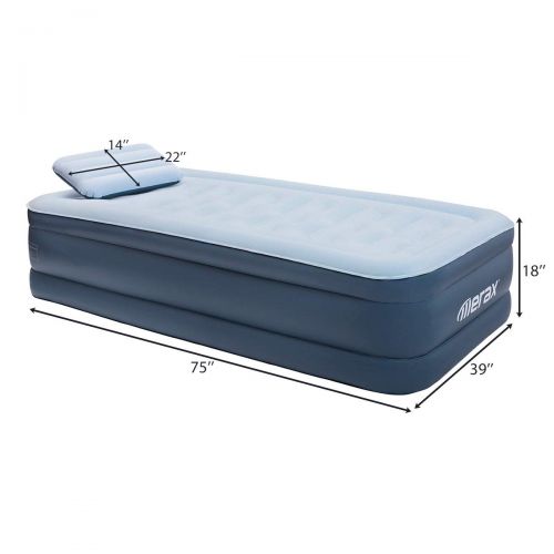  Merax Queen Air Mattress Raised Elevated Double High Airbed, Inflatable Airbed with Internal Electric Pump & Pillow, Bed Height 18, 3 Year Warranty