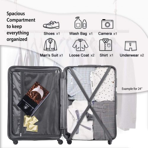  Merax 3 Piece P.E.T Luggage Set Eco-friendly Light Weight Spinner Suitcase (Gold)
