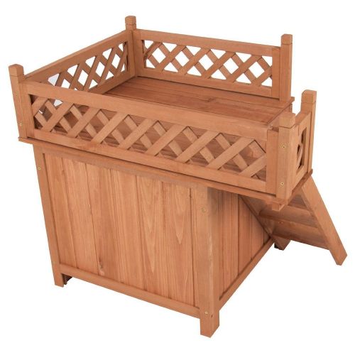  Merax Natural Wood Color Wooden Pet Dog House Cage Crate Indoor/Outdoor