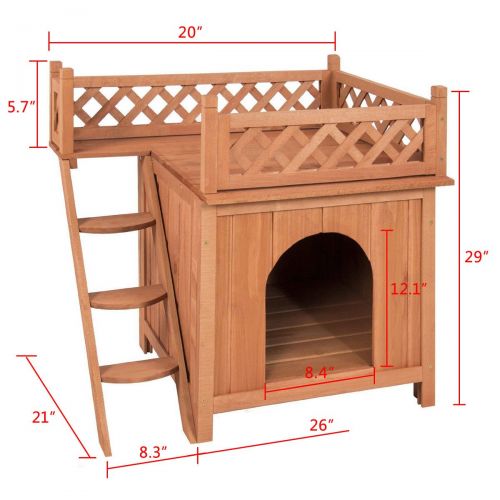  Merax Natural Wood Color Wooden Pet Dog House Cage Crate Indoor/Outdoor